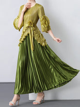 HEYFANCYSTYLE Women's Japanese Pleated Top with Matching Luxury Skirt
